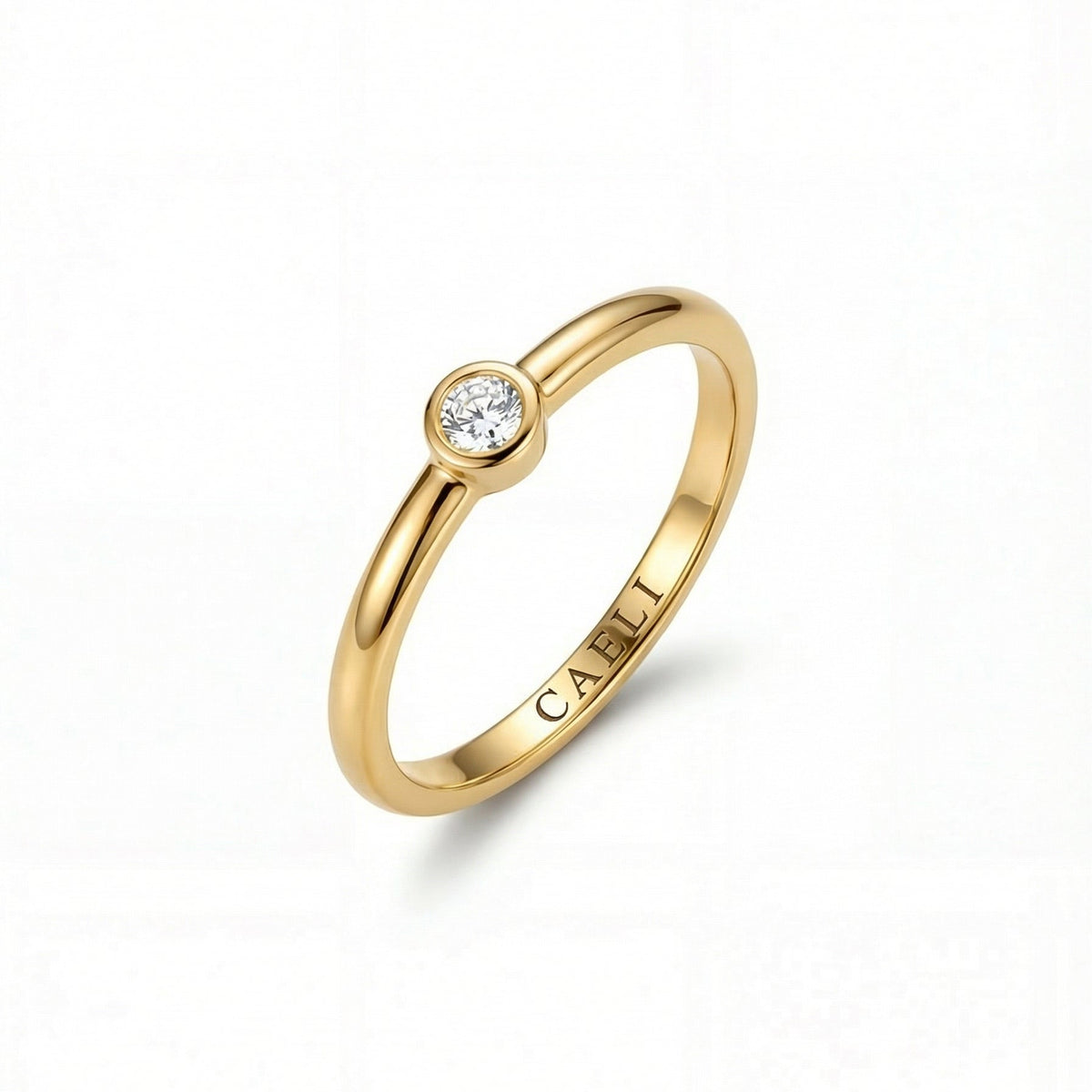 Silhouette Ring ultra thin minimalist band 14K gold plated 316L surgical steel hypoallergenic Caeli Jewelry limited edition