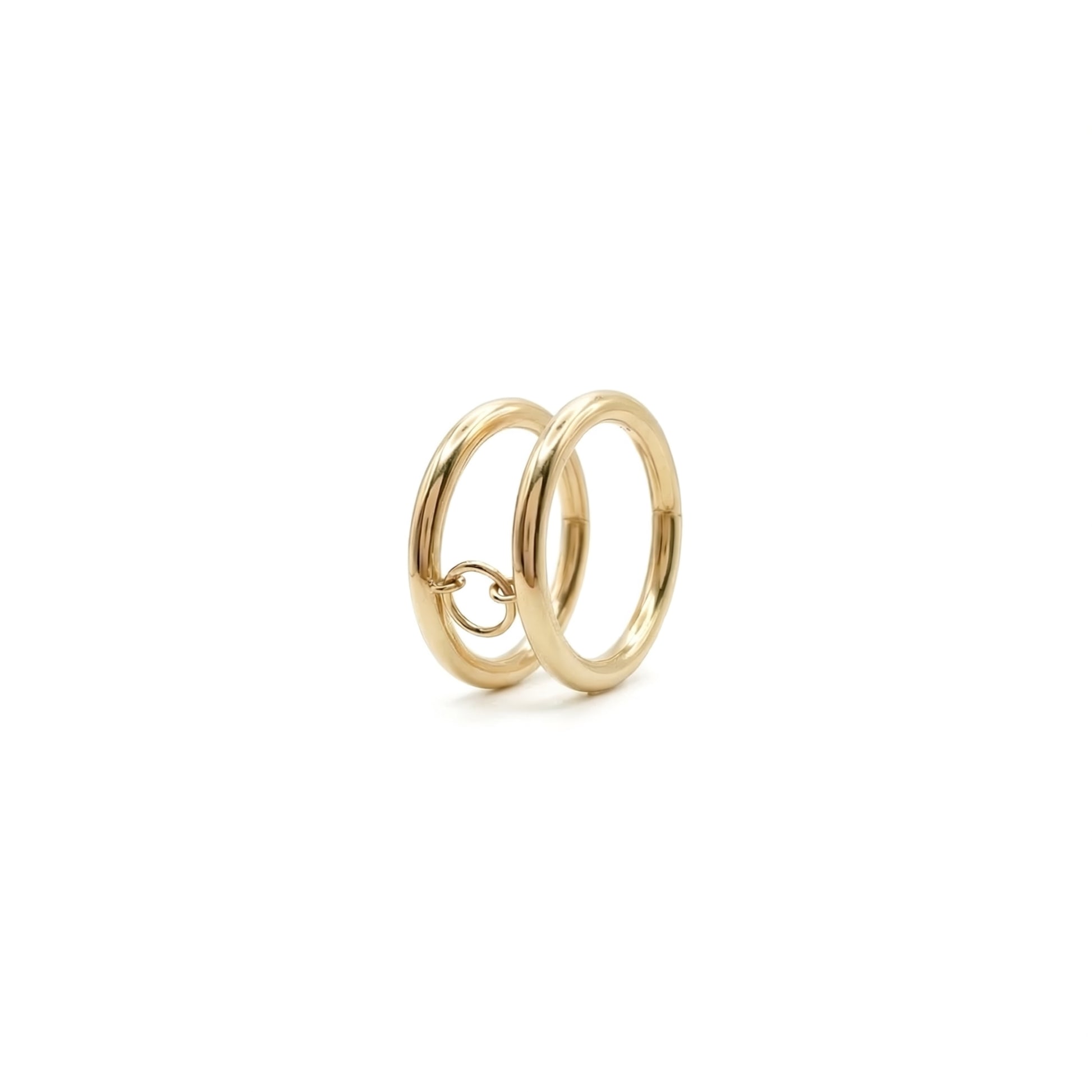 Minimalist double band ring set women stacking everyday 14K gold plated waterproof, Caeli Jewelry