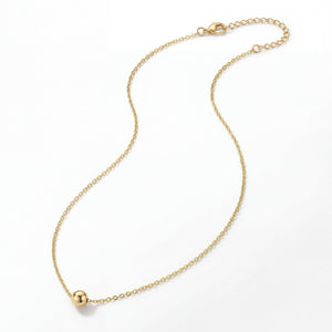 Whisper Chain Necklace floating ball pendant dainty cable chain 14K gold plated 316L surgical steel hypoallergenic Caeli Jewelry limited edition
