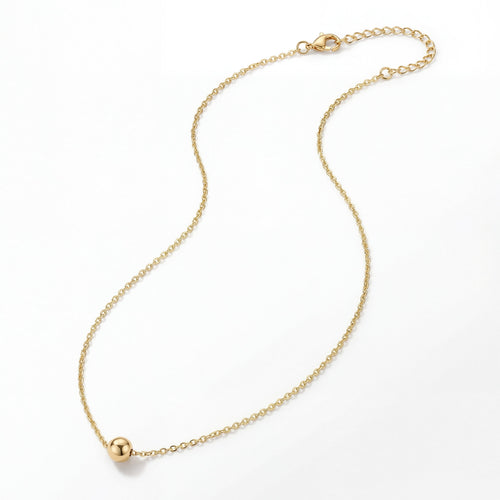 Whisper Chain Necklace floating ball pendant dainty cable chain 14K gold vermeil surgical steel hypoallergenic — Caeli Jewelry limited edition